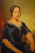 John Mix Stanley Portrait of Princess Manaiula Tehuiarii, granddaughter of King Pomare I of Tahiti, Wife of High Chief William Kealaloa Kahanui Sumner oil on canvas